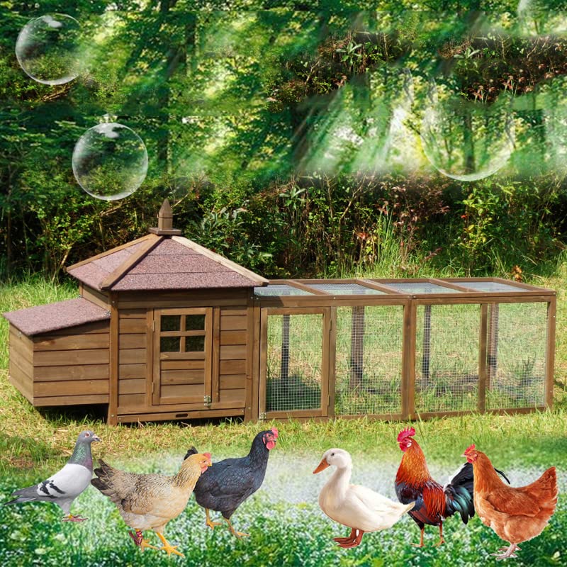 Hühnerstall aus Holz, großer Outdoor-Hühnerstall mit Nistkasten, Geflügelkäfig, erhöhter Haustierzwinger aus Holz mit… – Bild 3