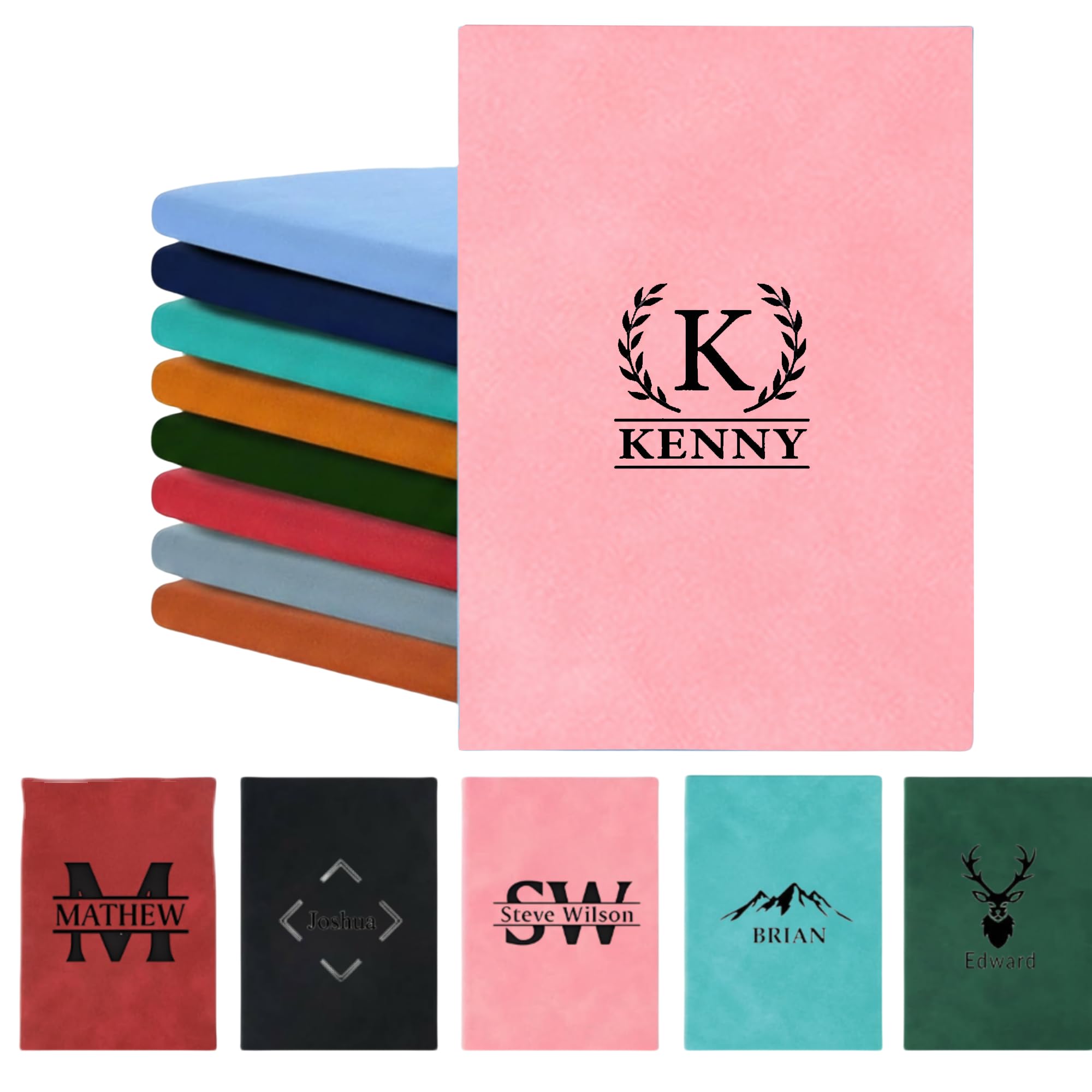 Personalised Leather Journal Notebook, 9 Design, 8 Color, Customised Diary Notebooks for Women and Men, Custom Birthday Anniversary Christams Gift for Colleague Teacher Student Husband