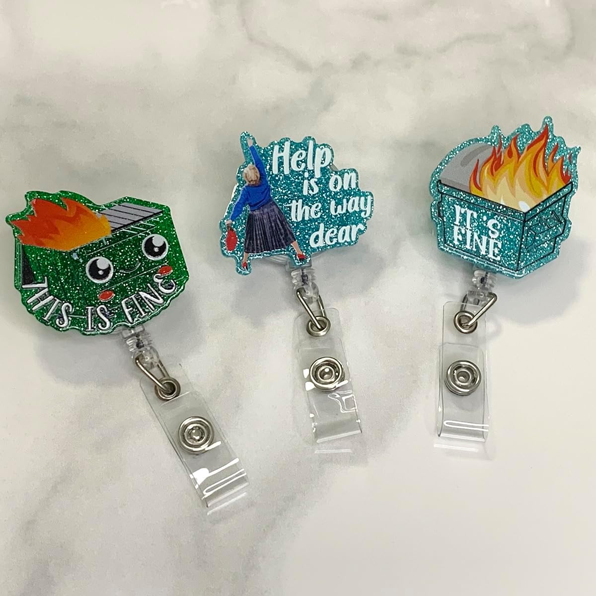 Badge Reel Nursing Retractable Clip 3pcs, Nurse Badge Holder with Funny Words for Work Card & Decorating, ID Badge Holder Gift Ideas for Nurse Teacher Student image 4