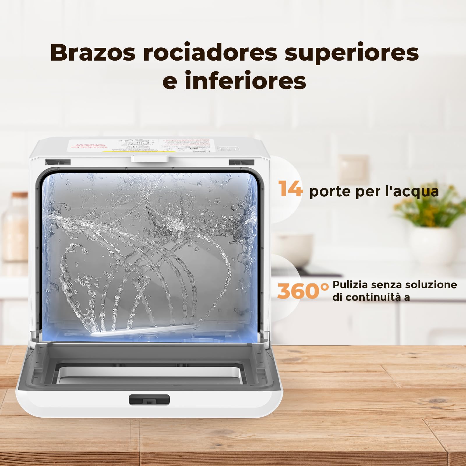 IsEasy Lavavajillas de encimera Mini lavavajillas 43CM con 5 Programas,Pantalla LED,lavado de Fruta,Dos modos de suministro de agua Ideal para cocinas domésticas, apartamentos y campings