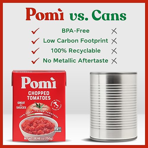 Miniatura 9 de Pomì - Tomates picados sin OMG, sin gluten, sin BPA, tomates italianos 100% frescos para salsas, pasta y pizza, alternativa a tomates enlatados