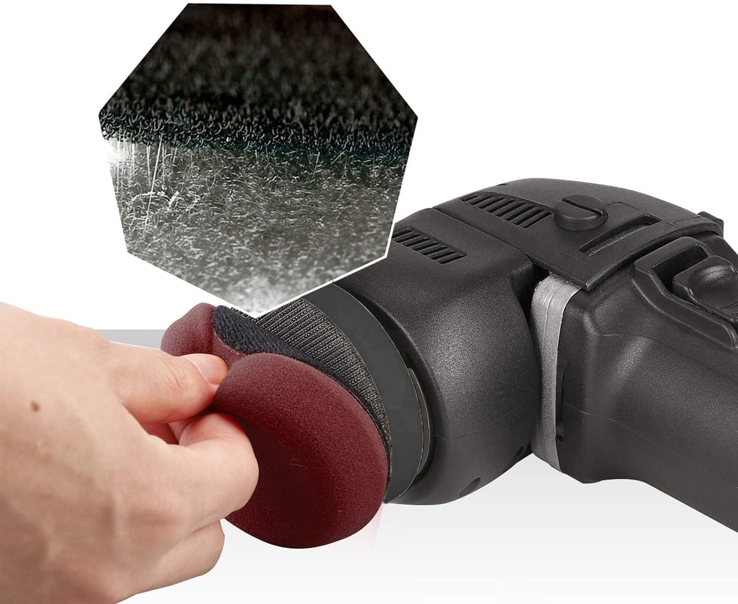 SPTA Polisseuse de polissage, 7,6 cm, 10 mm/780 W, vitesse variable, outil de nettoyage automatique à double action avec tampons de polissage DA, disques de ponçage, brosse de conditionnement