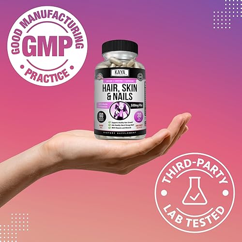 Miniatura 6 de Kaya Naturals Cápsulas de uñas BIOTIN Vitamina D Vitamina B-12 A Apoyo de ácido fólico, Suplemento vitamínico de apoyo para el cabello