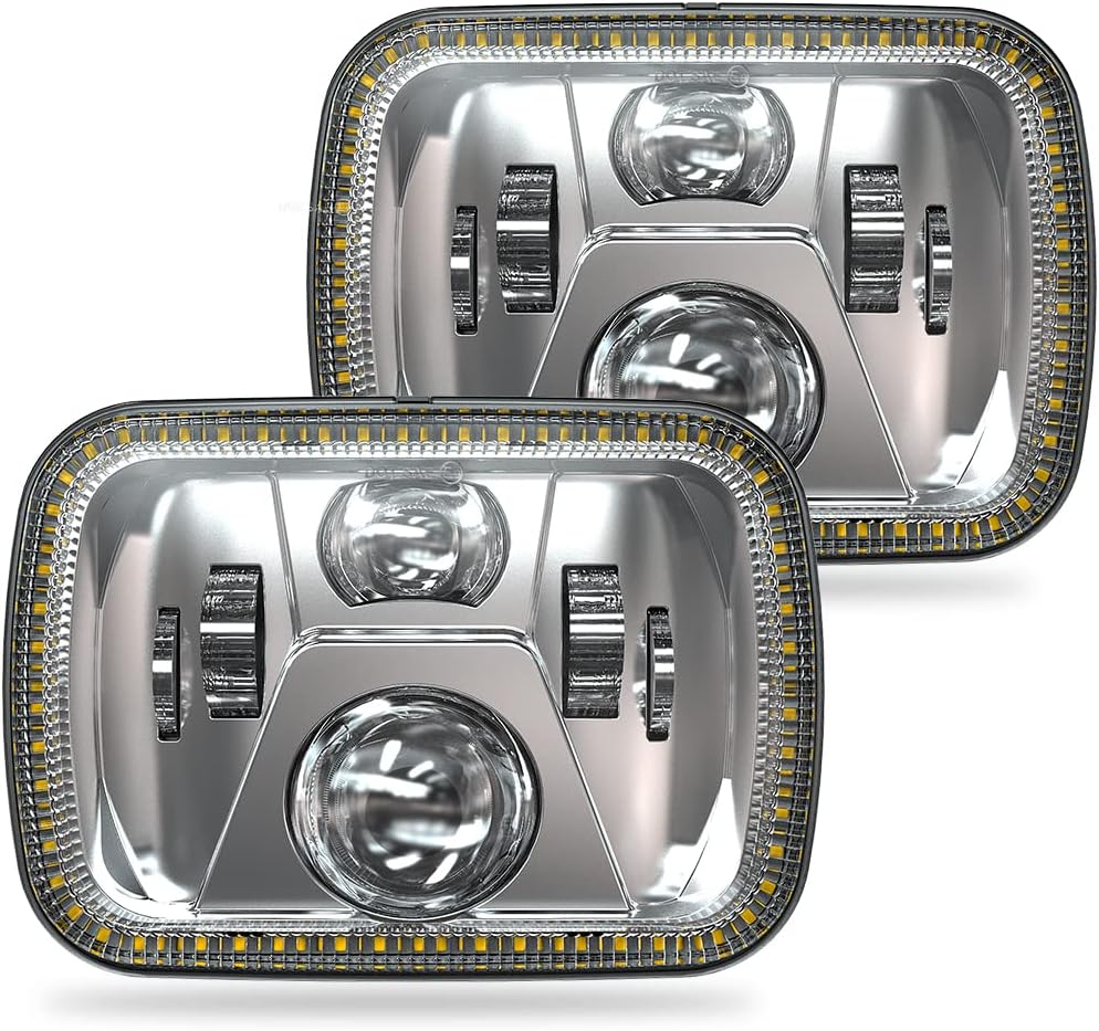 ZOFFROAD 2pcs 110W 5x7 7x6 Halo LED Headlights with Turn