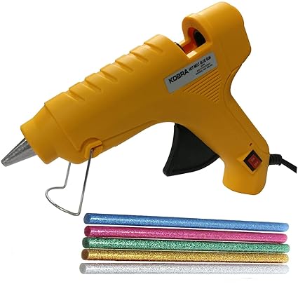 Geetanjali Decor Kobra Yellow 40w Plastic Hot Melt Glue Gun with 6 Glitter Glue Sticks