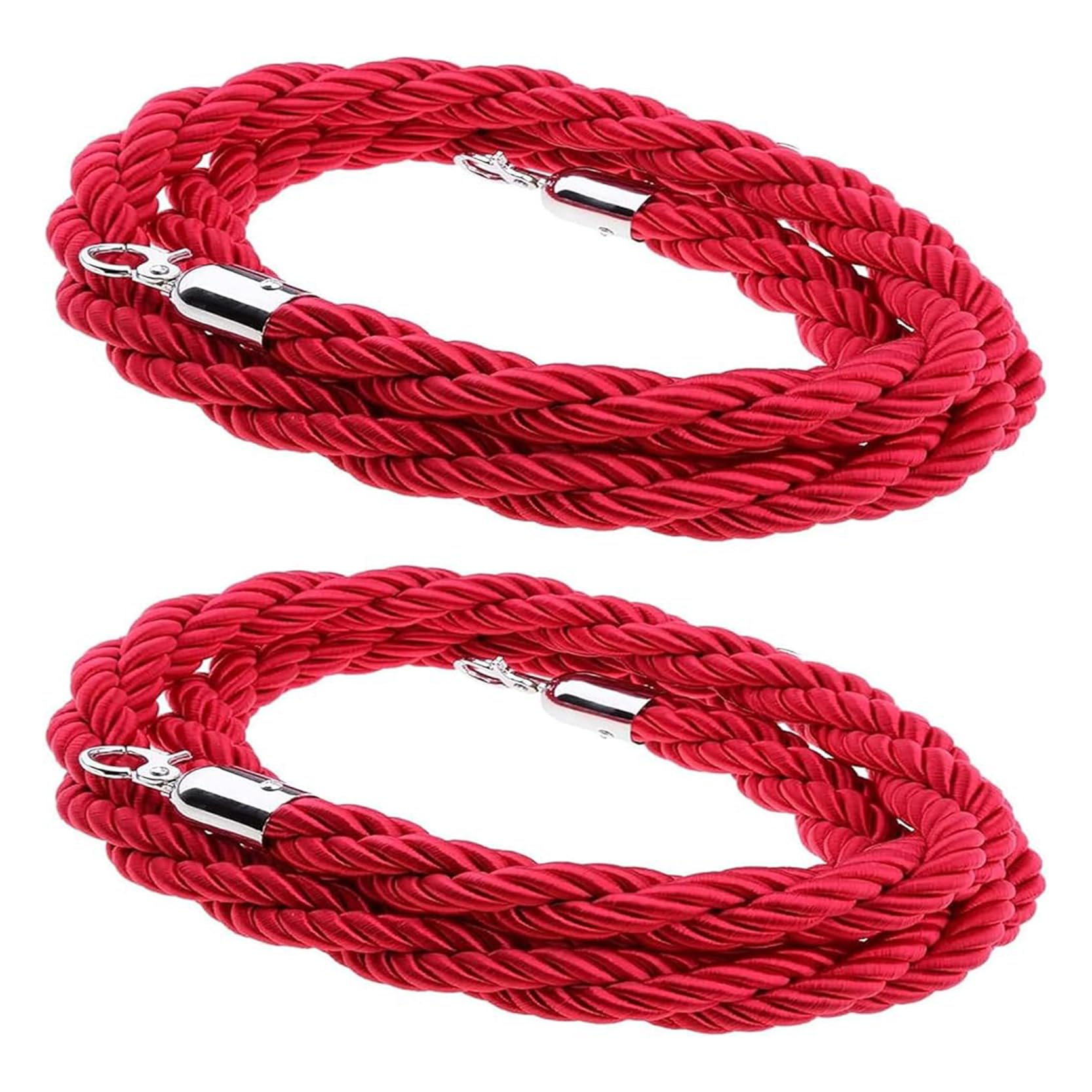WQPMNYG 2-Pack Queue Control Rope with Polished Hooks, 4ft Twisted Post Stanchion Rope for Event Line Management, Red Carpet Barrier Support, Durable and Stylish