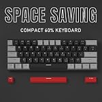 60 Clavier de jeu mécanique, gris et noir Couleur mixte Claques de jeu avec interrupteurs rouges, câble de type C amovible Mini Clavier avec Powder Blue Light pour Windows/Mac/PC/Laptop