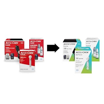 Accu-Chek Softclix Diabetes Blood Sugar Test Kit for Diabetic Glucose Monitoring: 100 Softclix Lancets, 100 Guide Test Strips, and Control Solution (Packaging May Vary)