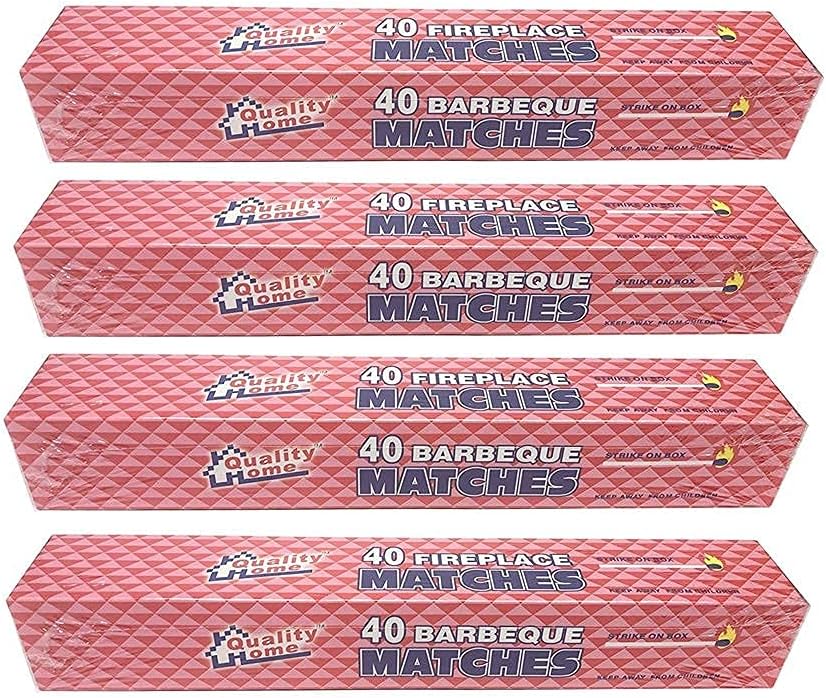 4 Boxes - 11" Fireplace Matches, Long Reach, 160 Matches Total by Quality Home