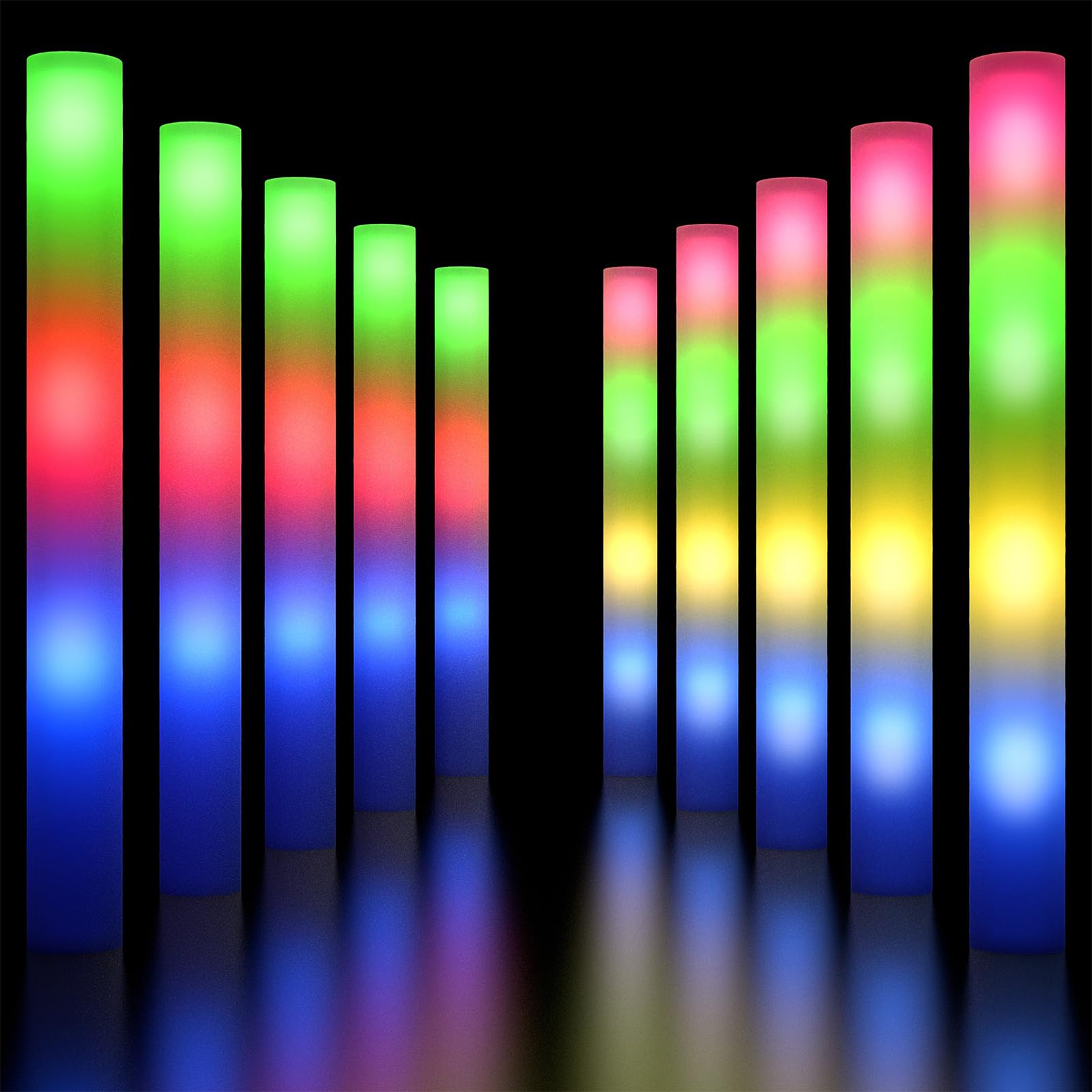 JDNRXO Glow Sticks Bulk, 100 PCS Foam Glow Sticks with 3 Flashing Modes, LED Foam Glow Sticks, Neon Glow Sticks Party Pack Supplies for Party, Wedding Concert, Birthday, Halloween- 2 Colors Type