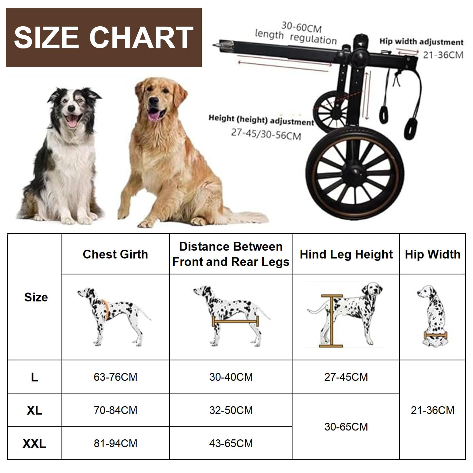 Silla de Ruedas para Perros Grandes con Patas Traseras, Ayuda A La Movilidad y Carrito para Mascotas Discapacitadas, Ideal para Rehabilitación de Piernas En Personas Mayores XL