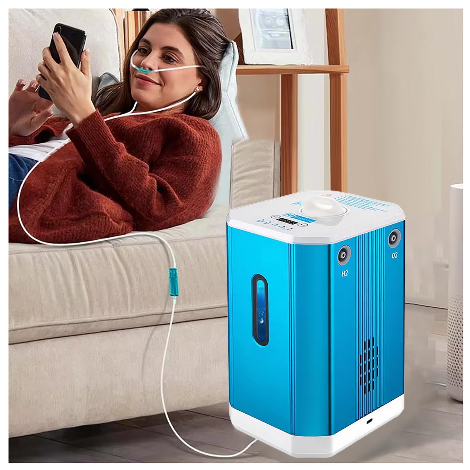 Urządzenie do inhalacji wodorem, 2 w 1 generator H2 z podwójnym wyjściem, 99,99% wysokiej czystości, generator wody jonizatora z technologią PEM, terapia wodorem nosowym