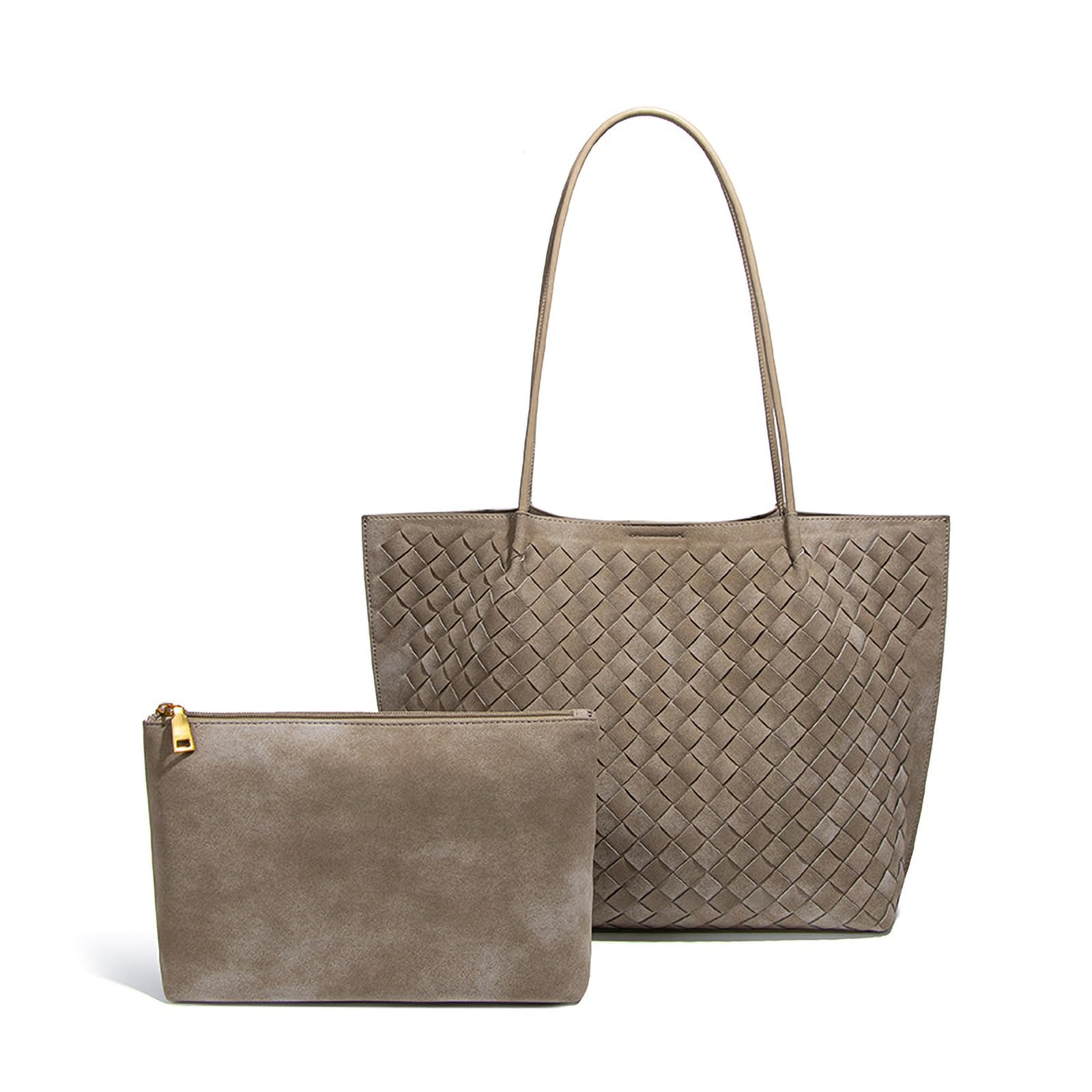 Womens Luxury Handmade Woven Tote Bag Beach Bag Set Elegant Age Reducing Travel Commuter Bag Set