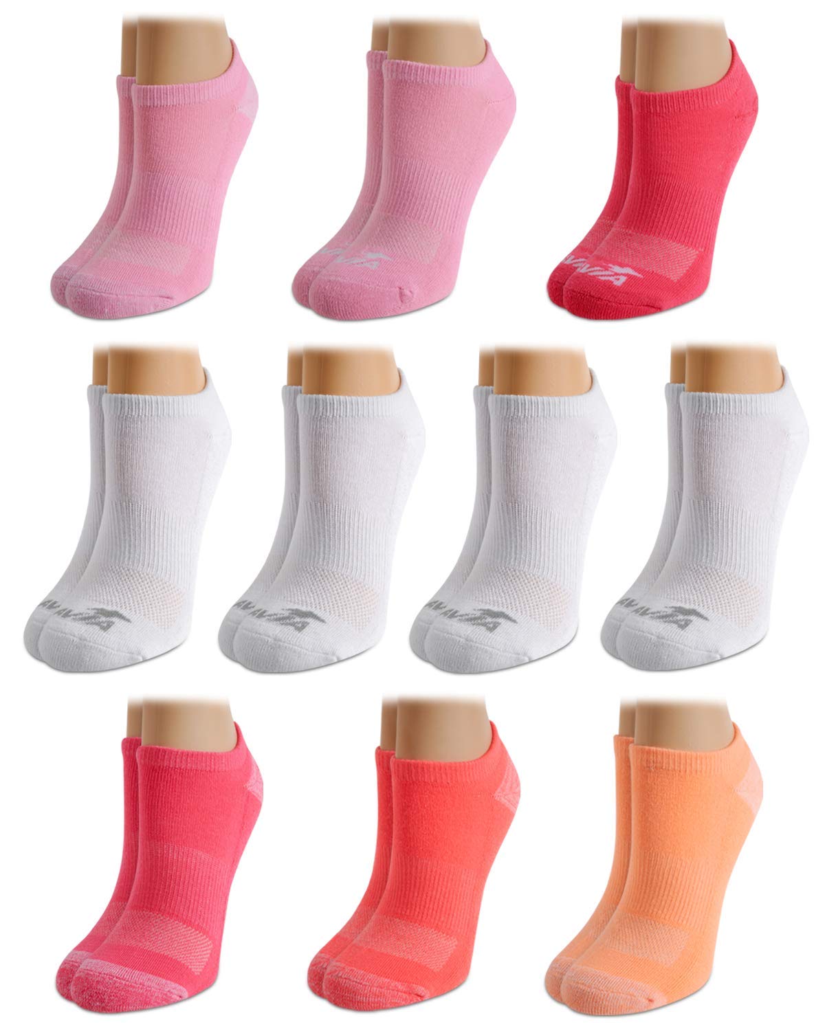Avia Womens Low Cut Socks - 6/10 Pack Performance Stretch Cushioned Moisture Wicking Athletic No Show Socks for Women (4-12)