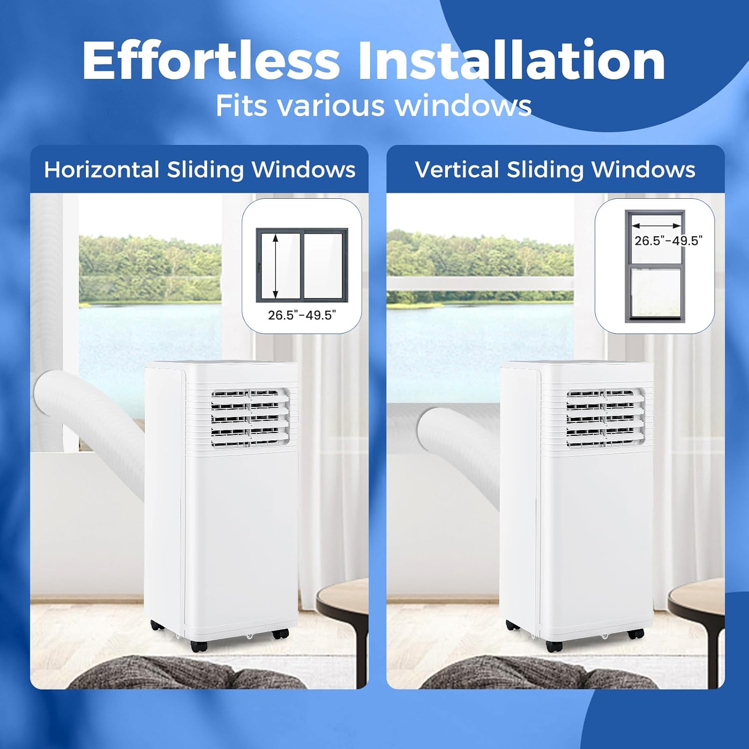 DORTALA Portable Air Conditioner 8000 BTU, 3 in 1 Quiet Floor Standing AC Unit with Fan & Dehumidifier, Sleep Mode, 24H Timer, Remote Control & Installation Kit for Room up to 250 Sq.Ft