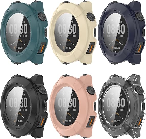 Disscool Full Coverage Case with Screen Protector Compatible with COROS NOMAD PC and Real Glass Protective Case Cover Smart Watch Accessories(Black)