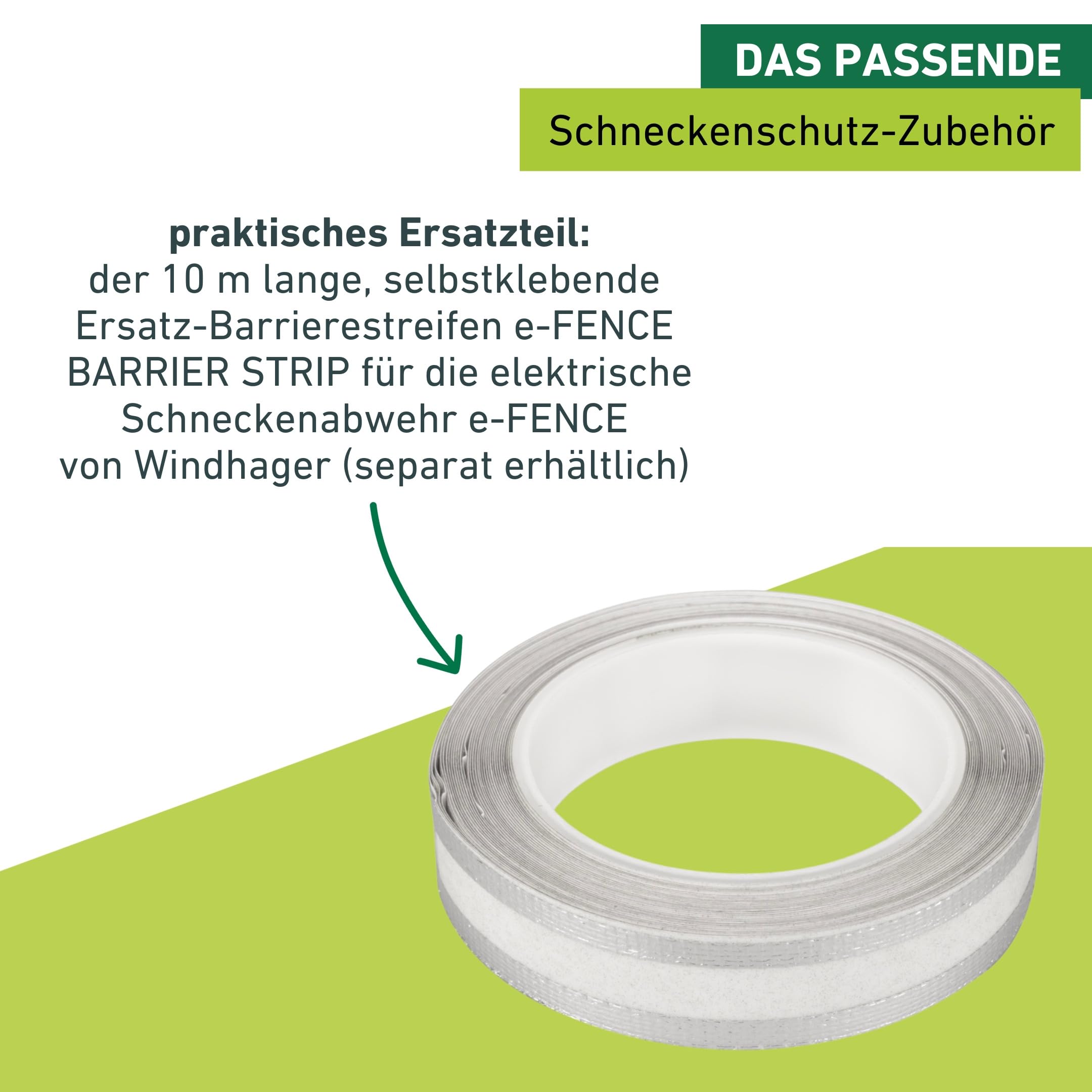 Windhager Elektrische Schneckenabwehr "e-Fence" - 10 m - Schneckenschutz für Hochbeete, Schneckenband elektrisch, Schneckenbarriere, Schneckenzaun - unbedenklich für Mensch und Tier - selbstklebend