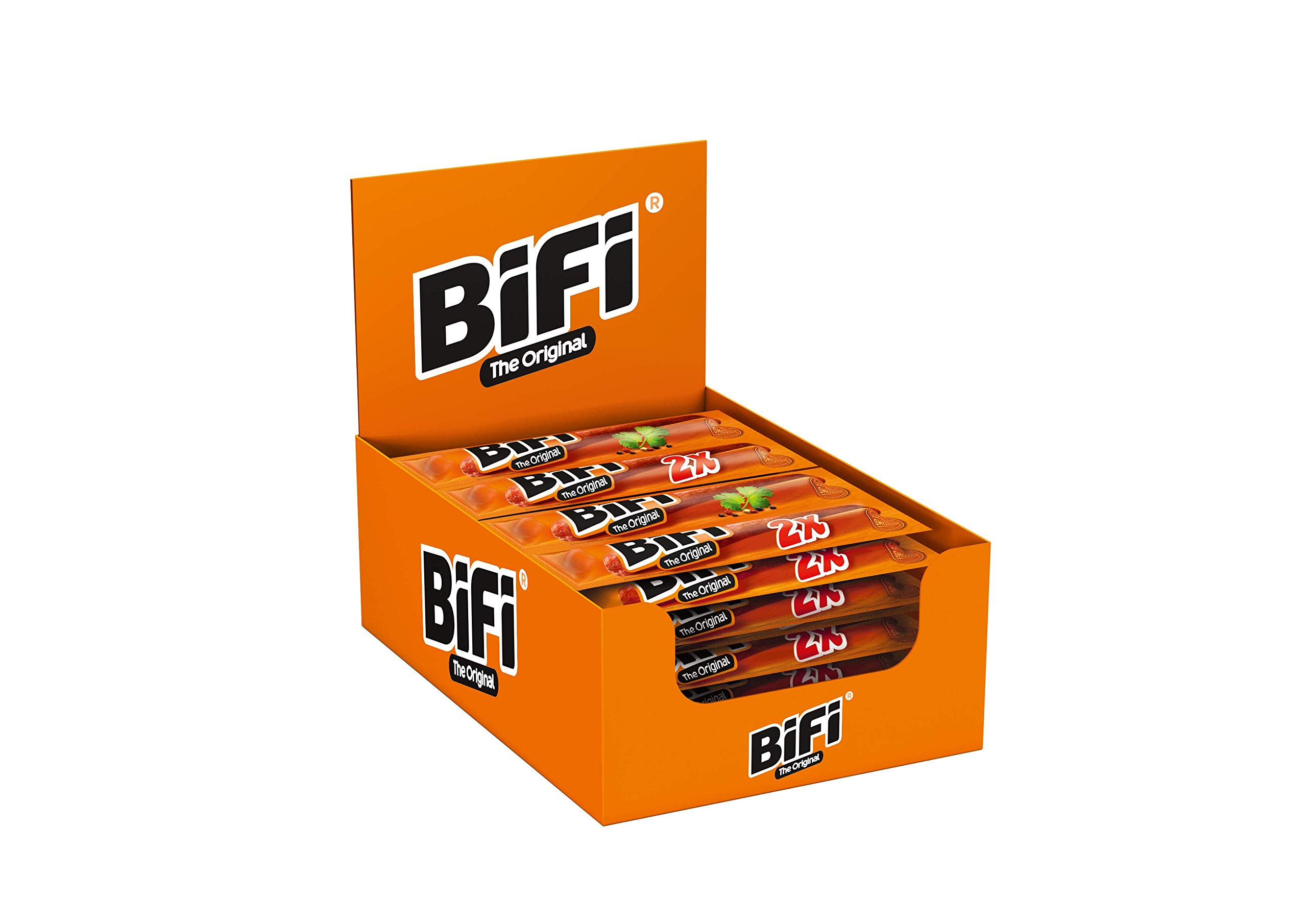 BiFi Original Twinpack – 18er Pack (18 x 2 x 18.5g) – Salami Sticks - Original Wurstsnack To Go - Luftgetrocknet- für Unterwegs, im Büro oder beim Sport - mit Pfeffer, Koriander und Knoblauch