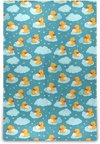 Blue Green Ducks Clouds Fluffy Blanket Ultra-Soft Comfy Spring Flannel Fleece Blanket 60"x90" for Car Chair Car Travel Adults Kids Plush Travel