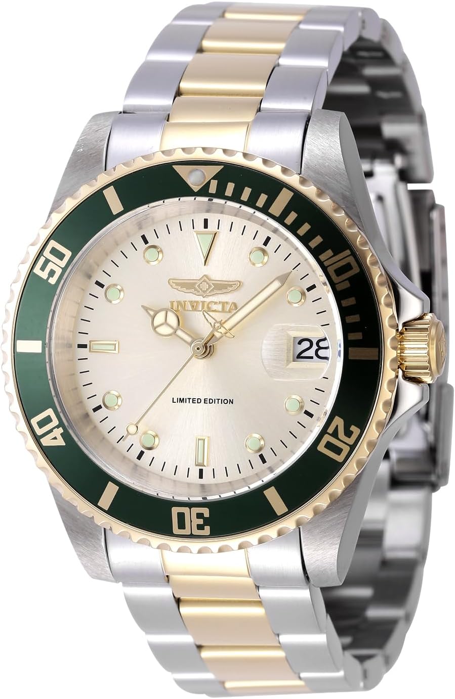 Invicta Pro Diver Men 40mm Stainless Steel Gold + Steel Champagne dial NH35A Automatic