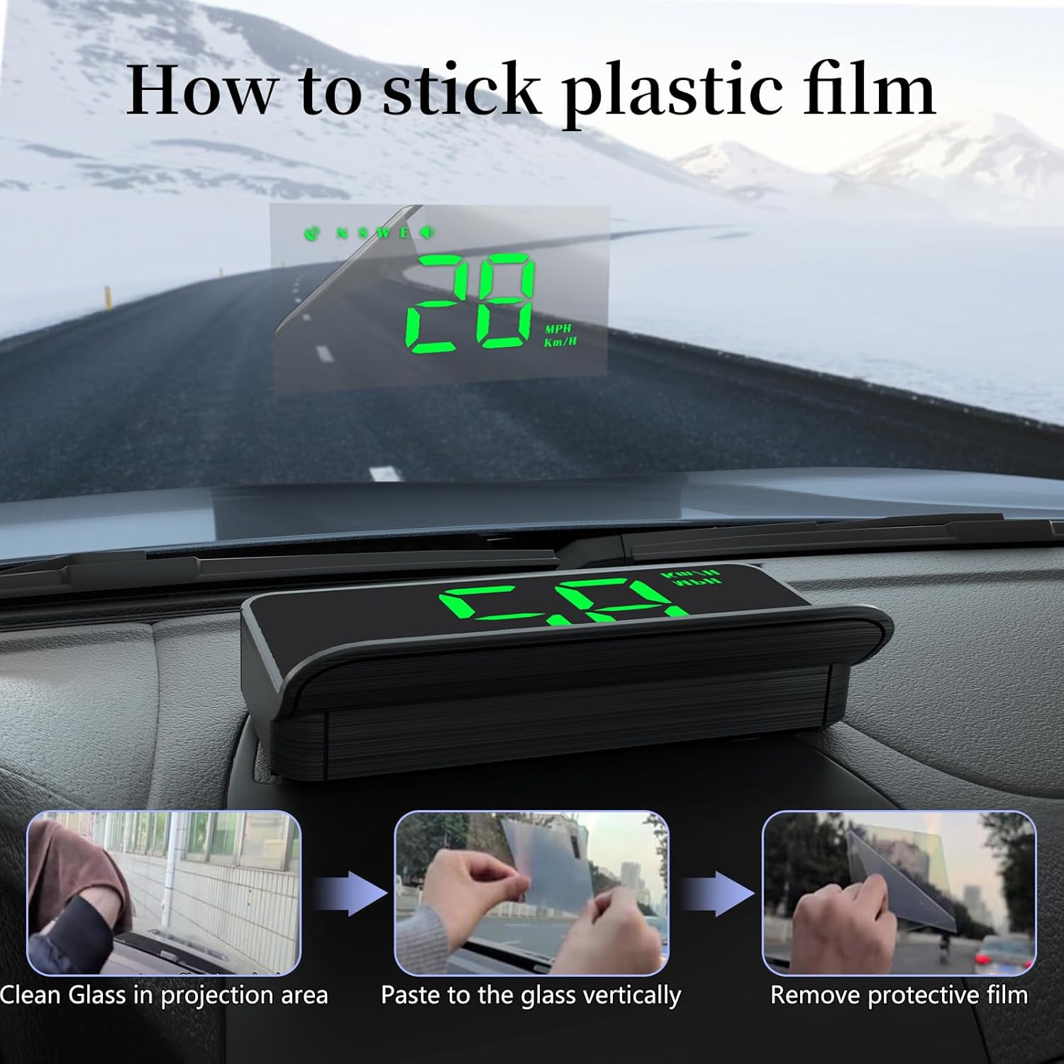 Heads Up Display for Cars,Windshield Speedometer Projector M1Green,Digital GPS Speedometer with Speed,Driving Direction,Overspeed Alarm Fatigued Driving,GPS Mode for All Vehicles