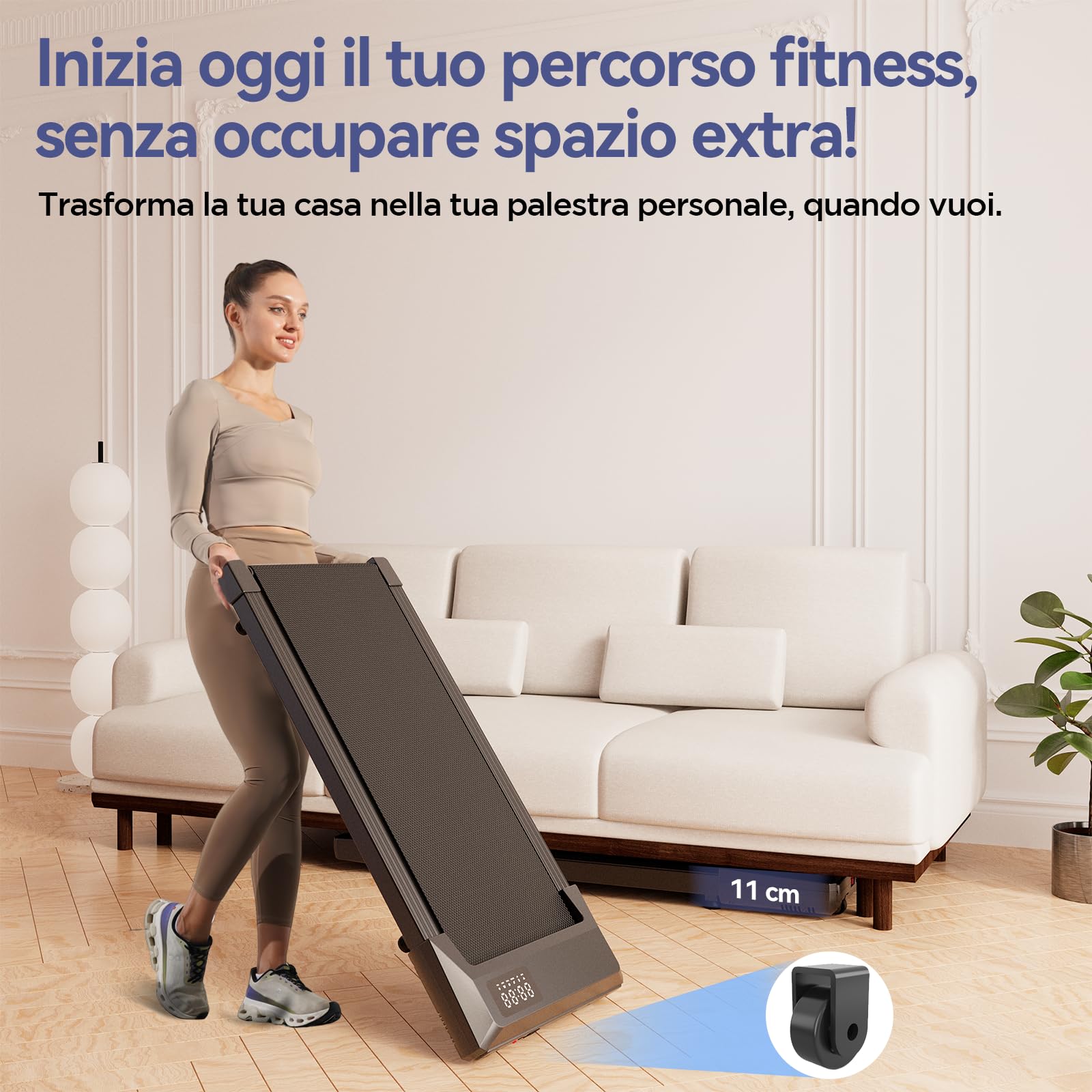 Tapis Roulant Walking Pad Raceable - Motore 2.5 HP, Velocità 1-4 Km/h, Portatile, Per Casa E Ufficio