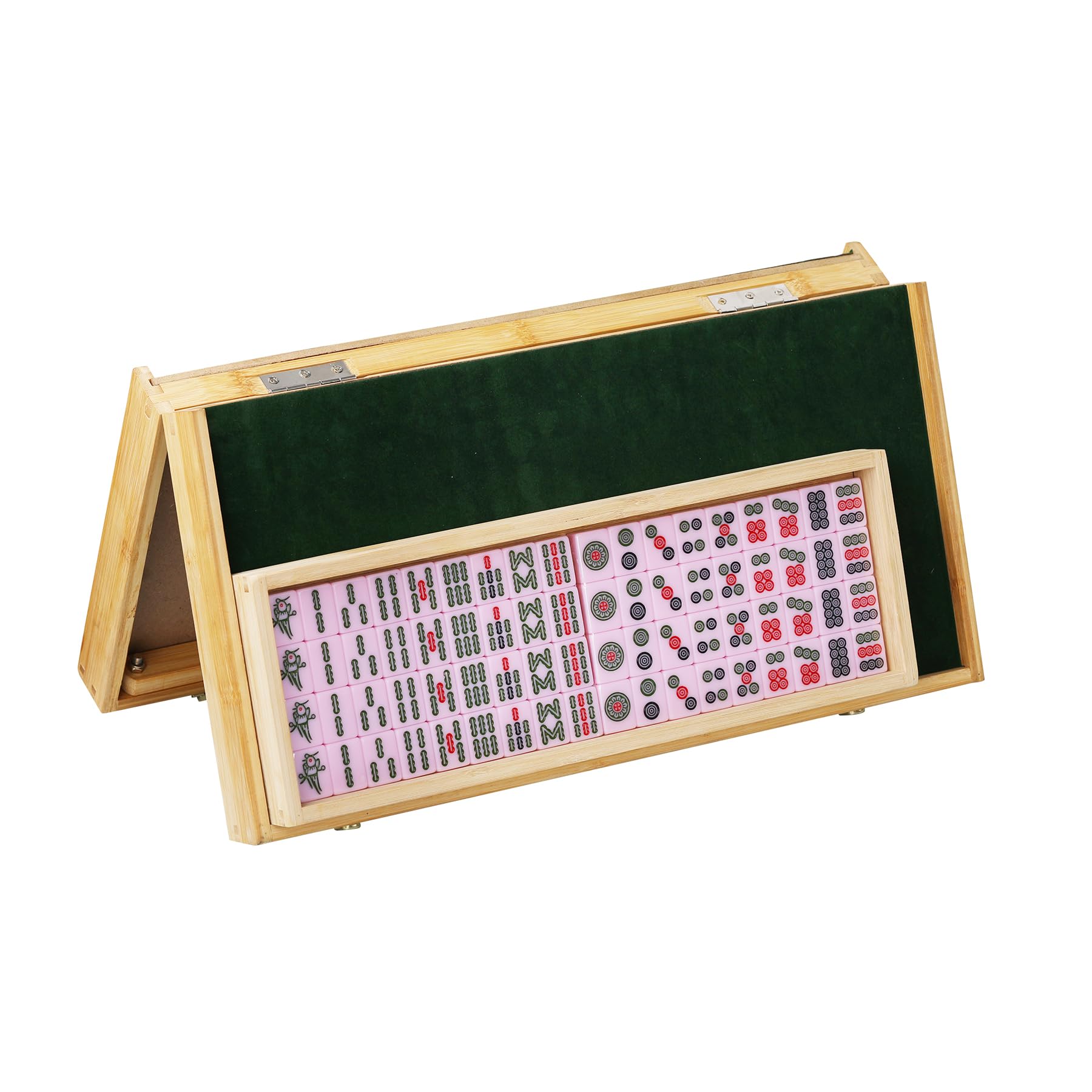 VPH Chinese Mahjong Set 144 Sheets Aqua Pink Includes Folding Table Camping Essentials