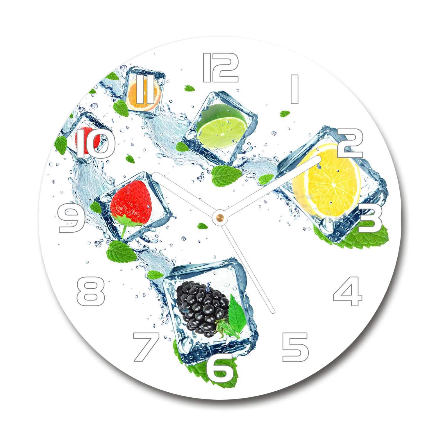 Horloge en verre 60x60cm Tulup design fruits en cubes pour salon moderne