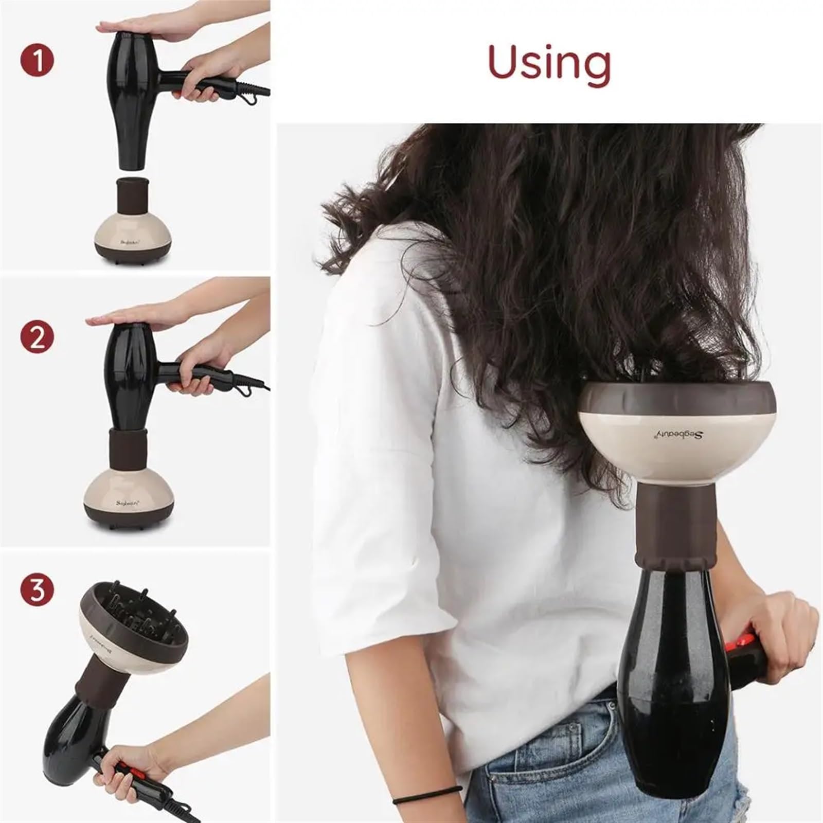 Haar Diffusor Diffuser for Hair Style Dryer Upgraded Diffuser for Curly Wavy Fitting Blow Dryer Salon Frizz-Free Diffuser(Normal Black)