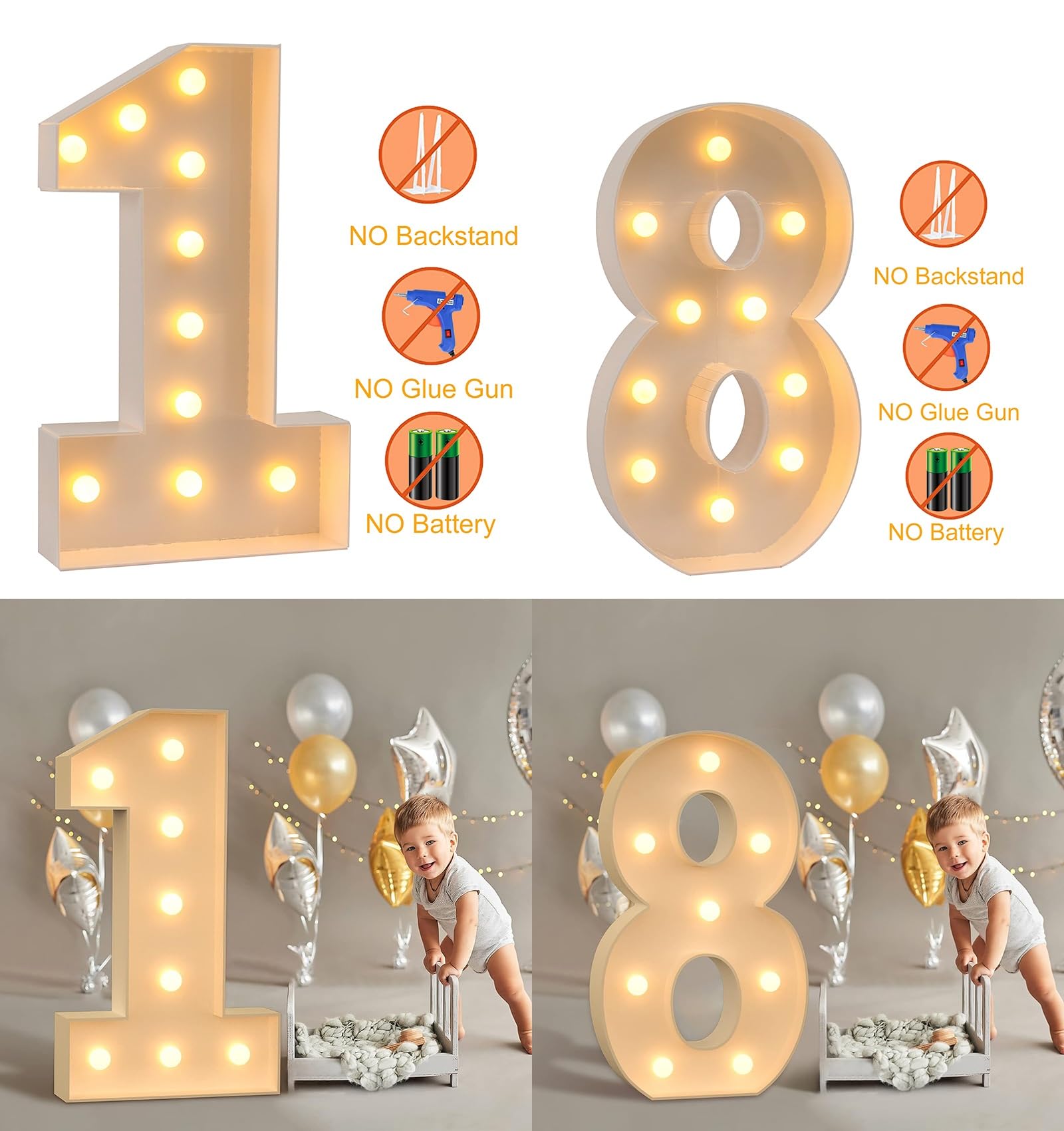 Lettere LED con lettere dell'alfabeto e insegne luminose for 18, cornice for palloncini numero 18, decorazioni LED con lettere dell'alfabeto e numeri, insegne luminose for la scuola, l'università, tav
