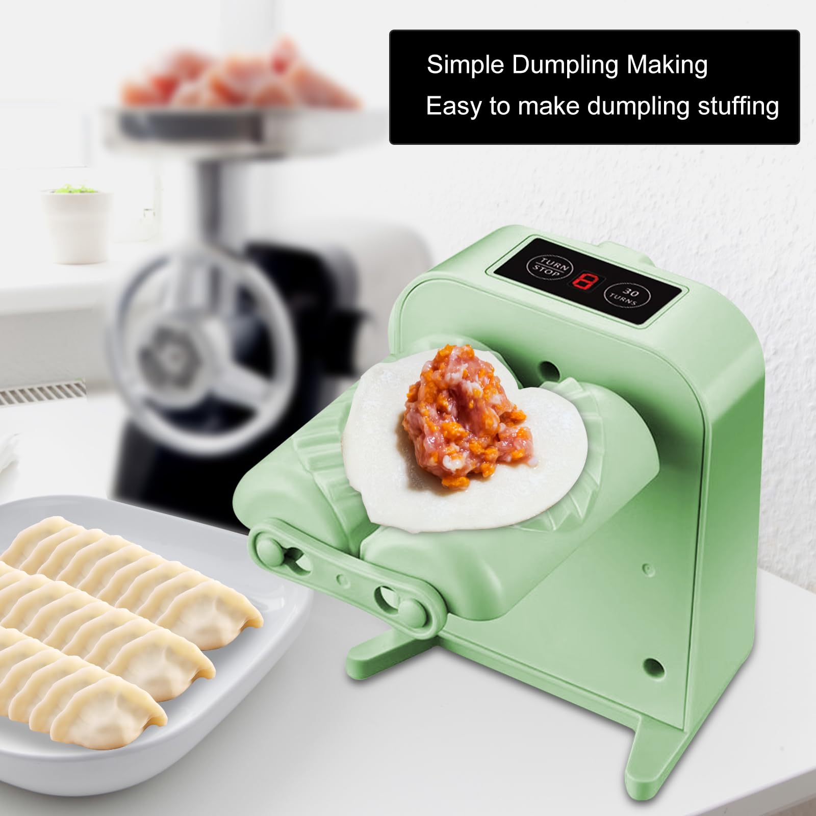 Leikurvo Máquina automática de albóndigas, juego de pasta con cepillo, cuchara y cortador, cuchillas de acero inoxidable, alimentado por USB