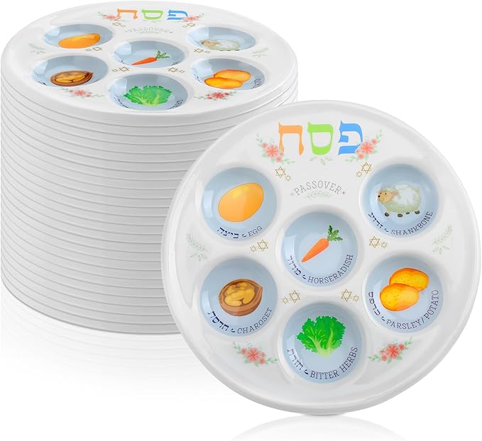 Newtay 24 Pcs Passover Seder Plate Plastic 10" Disposable