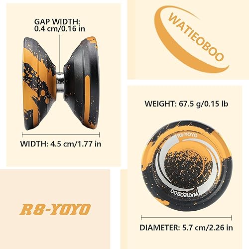Miniatura 2 de WATIEOBOO R8 Responsive Yoyo Professional, Yoyo de metal para niños y adultos principiantes, rodamiento Yoyo de repuesto que no responde para