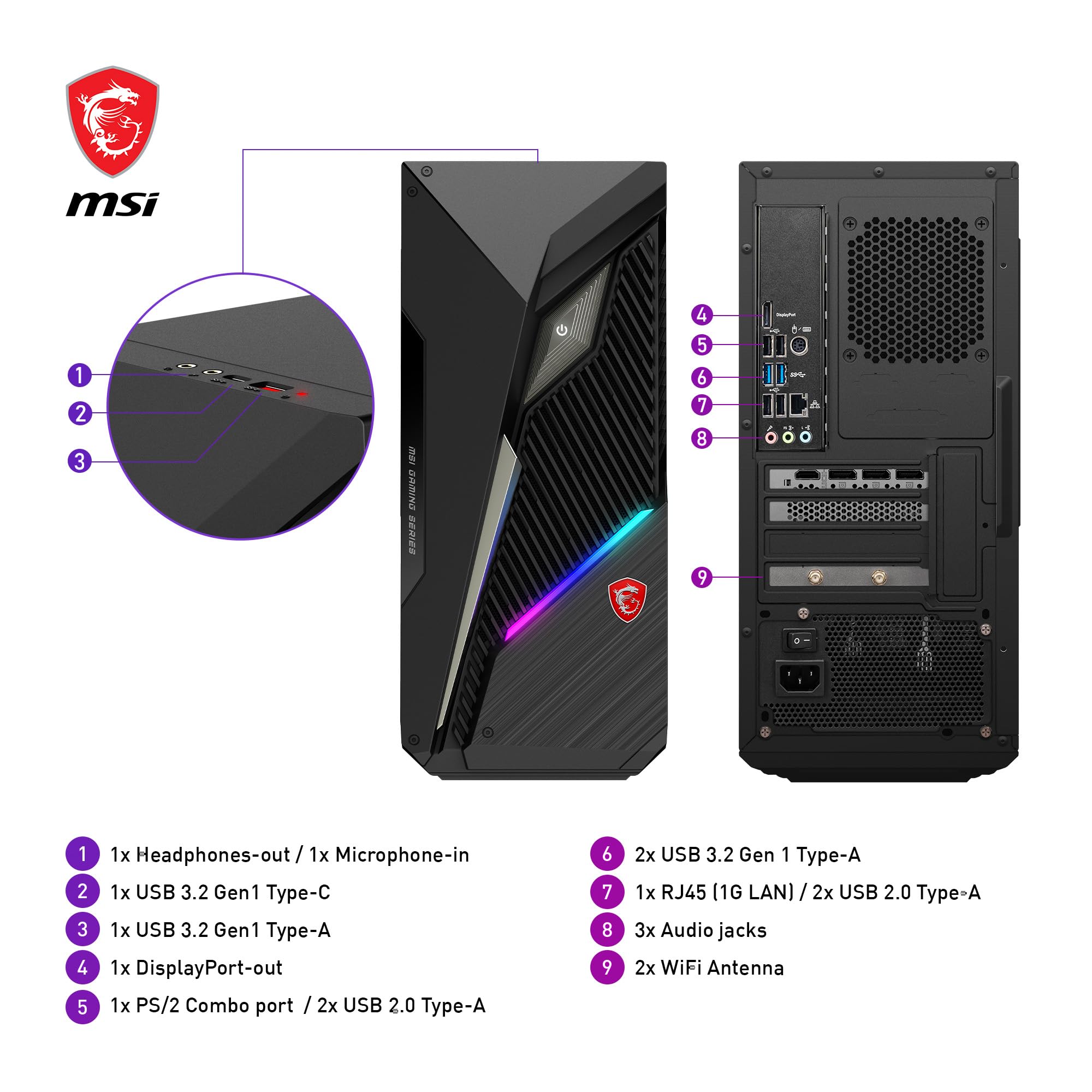 MSI MAG Infinite S3 14NUB7-2630EU PC Gaming - Processeur Intel Core i7-14700F, RTX 4060 Ti, 16 Go DDR5, 1 to SSD NVMe PCIe 3.0 - Alimentation 80 Plus Bronze, Wi-FI 6E - Windows 11 Famille