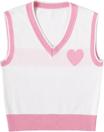 Womens Sweater Vest Cable Knit Top Pullover Tank Sleeveless V Neck Color Block Striped Classical