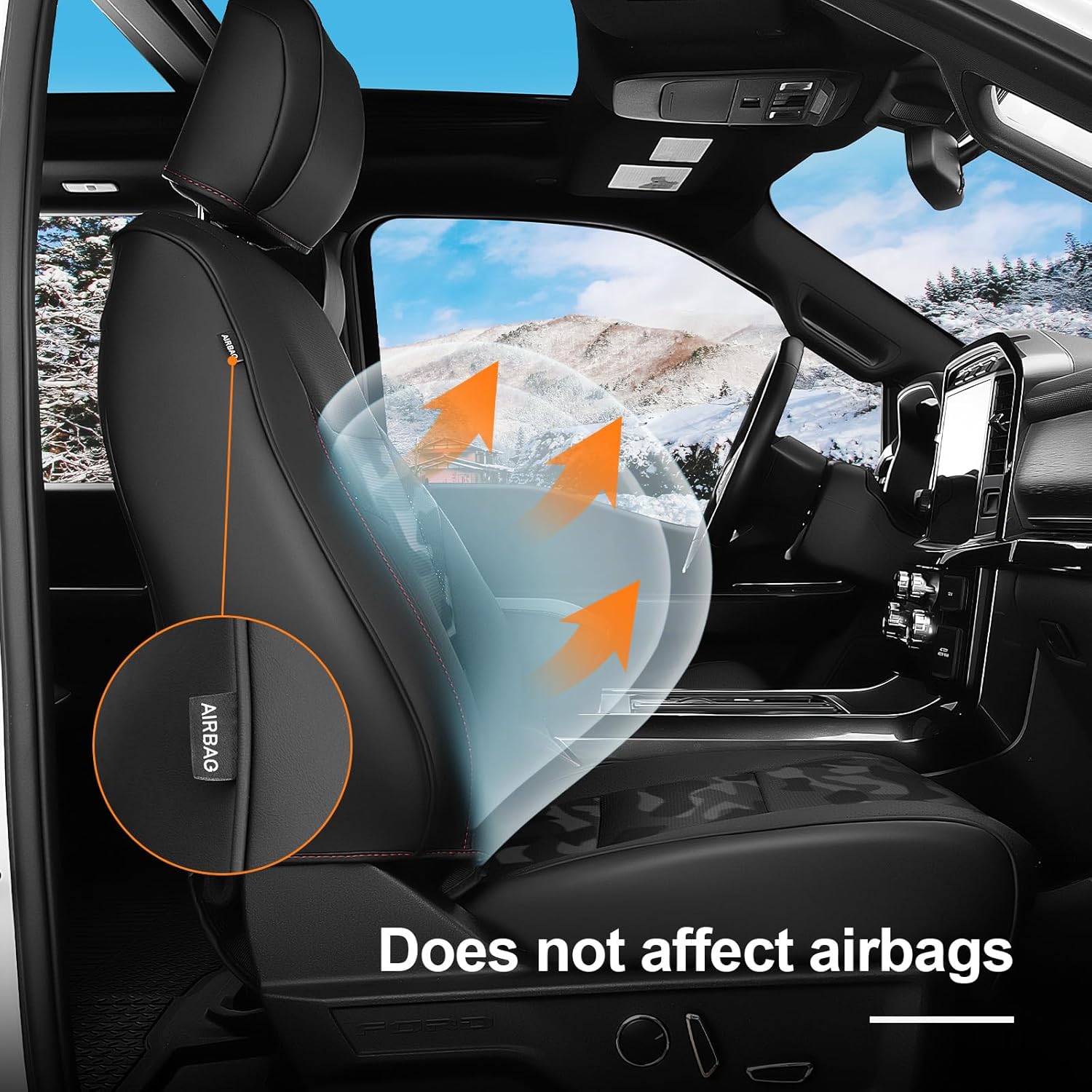 for Ford F150 Seat Covers 2026 2025 2024 2023 2022 2021 2020 2015-2019, Truck Seat Covers for 2015-2023 2024 2025 Ford F150 Accessories, Only fit SuperCrew, Black Camo, Full Set