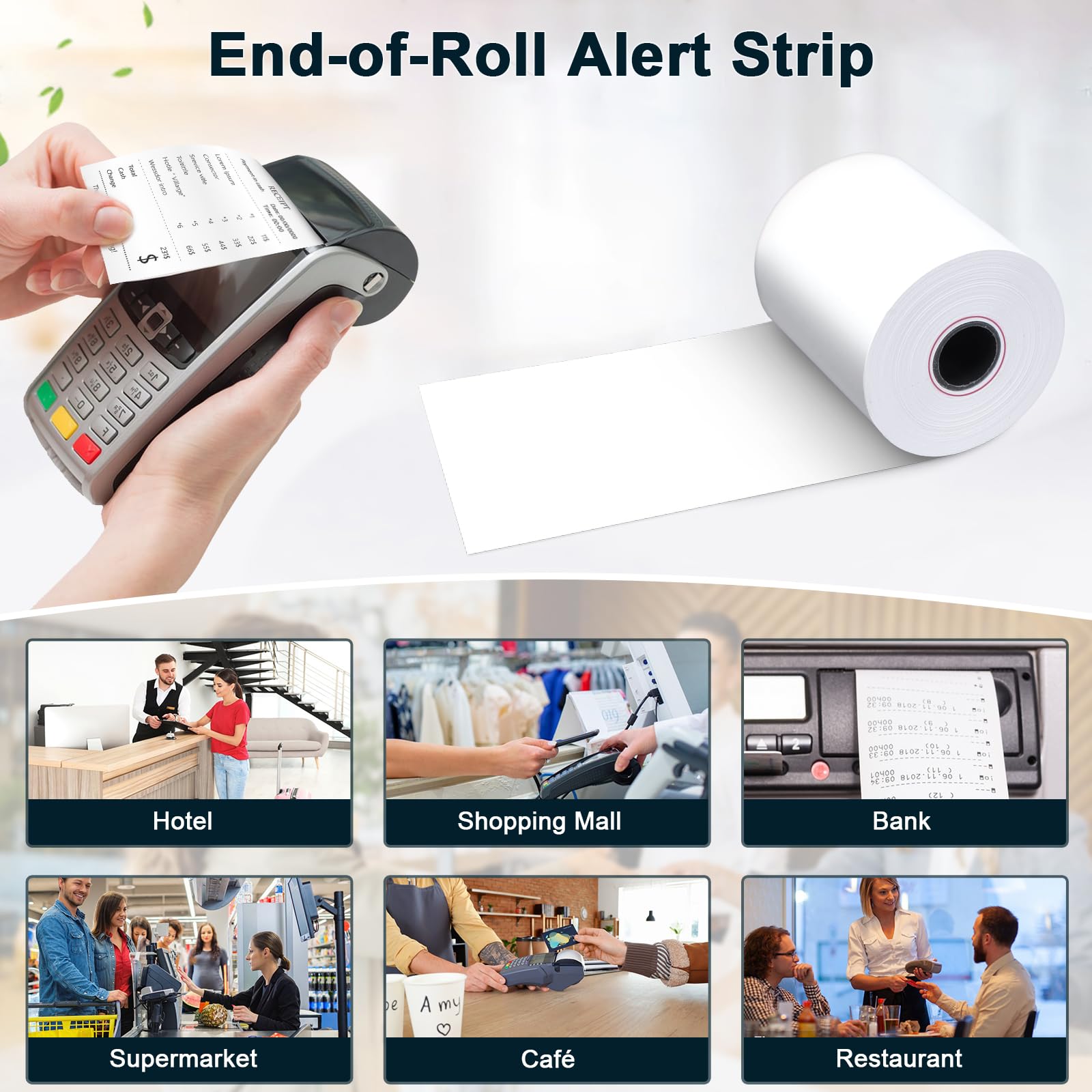 (150 rollos) papel térmico para recibos de 2 1/4 x 85 pulgadas, rollos de papel para máquina de tarjetas de crédito sin BPA para sistemas POS, compatible con Square Terminal, Clover Flex y más