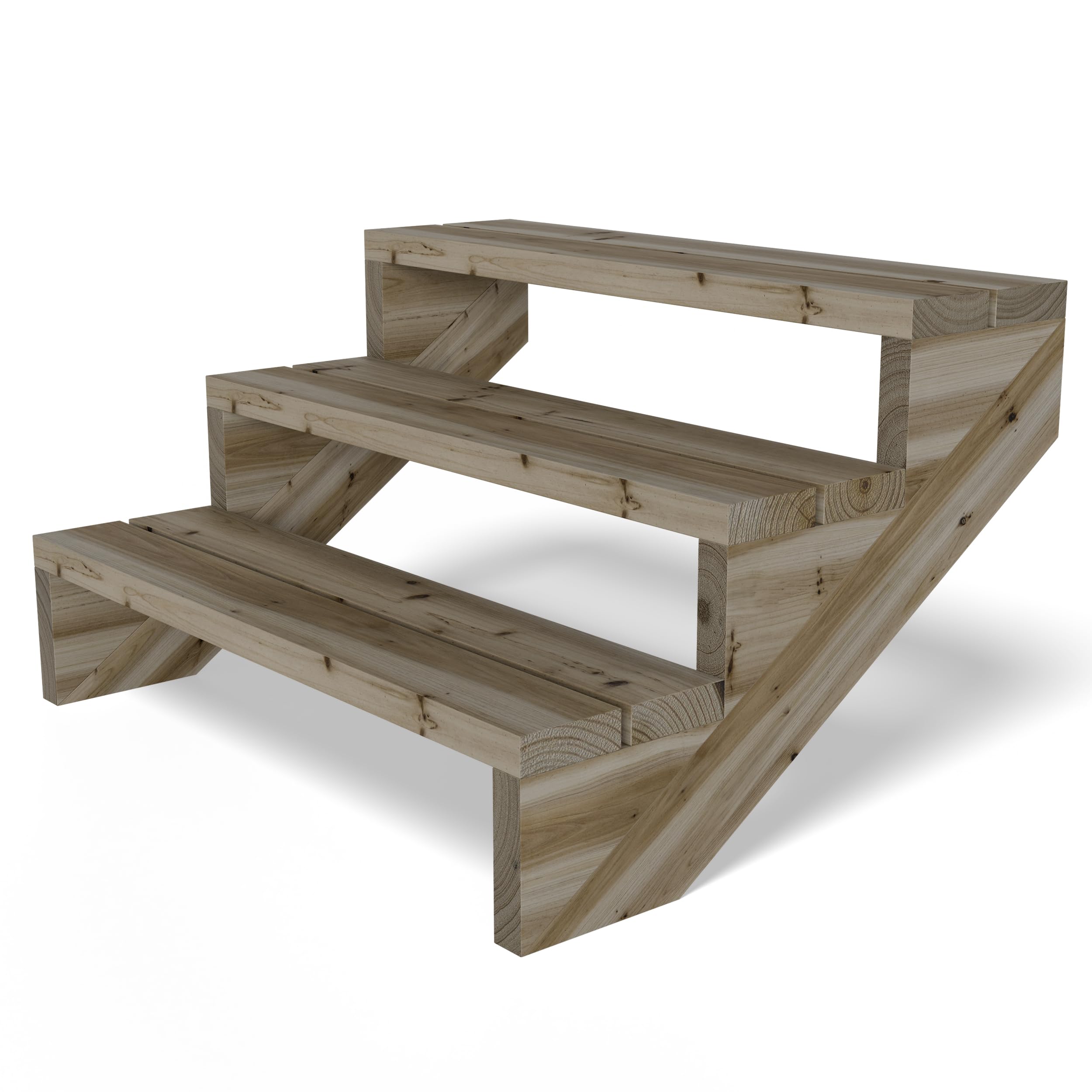 Gartenwelt Riegelsberger Terrassentreppe Breite 95 cm Treppe mit 3 Stufen Gesamthöhe 55 cm Massivholz Kiefer kesseldruckimprägniert Komplett-Set Wangen, Bohlen & Schrauben
