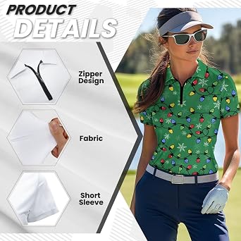Womens Ladies V-Neck Golf Tops Zip Up Athletic Tennis T-Shirts Short Sleeve Polo Buttery Workout Tops Sweatshirts