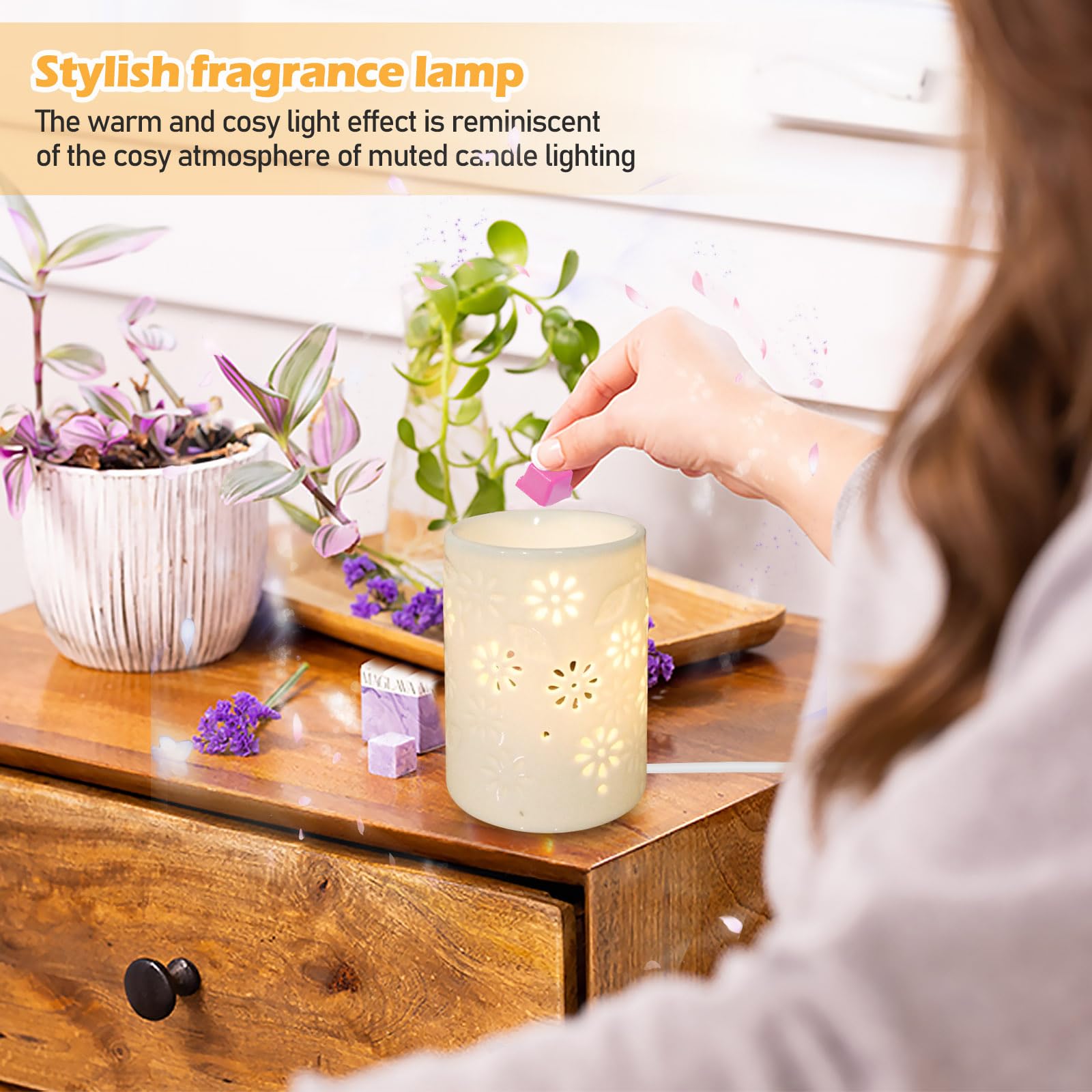 bssmmai 2-in-1 geurlamp voor etherische oliën, theelicht, geurolie lamp keramiek zwart met theelichthouder, aromalamp, stoofje voor geuroliën, rookolie voor aromatherapie en decoratie