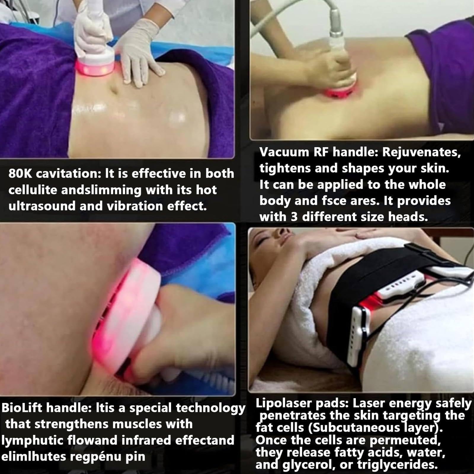 6-In-1-Körperformungsgerät, 80K Vakuum-Kavitationsgerät, 7 Zoll-LCD-Bildschirm, Entfernt Cellulite, Verbrennt Fett, Anti-Falten Und Anti-Aging Effekt, Für Gesicht Und Körper
