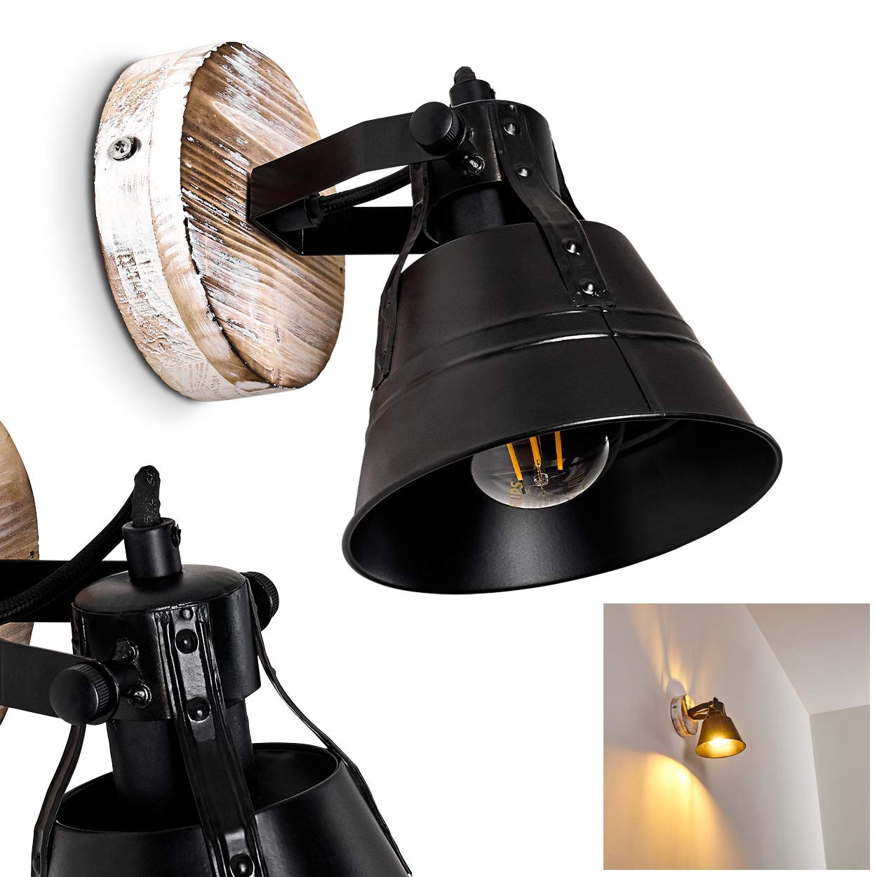 Ceiling Lamp Berkeley, Adjustable Ceiling Lamp Made Of Metal/wood In