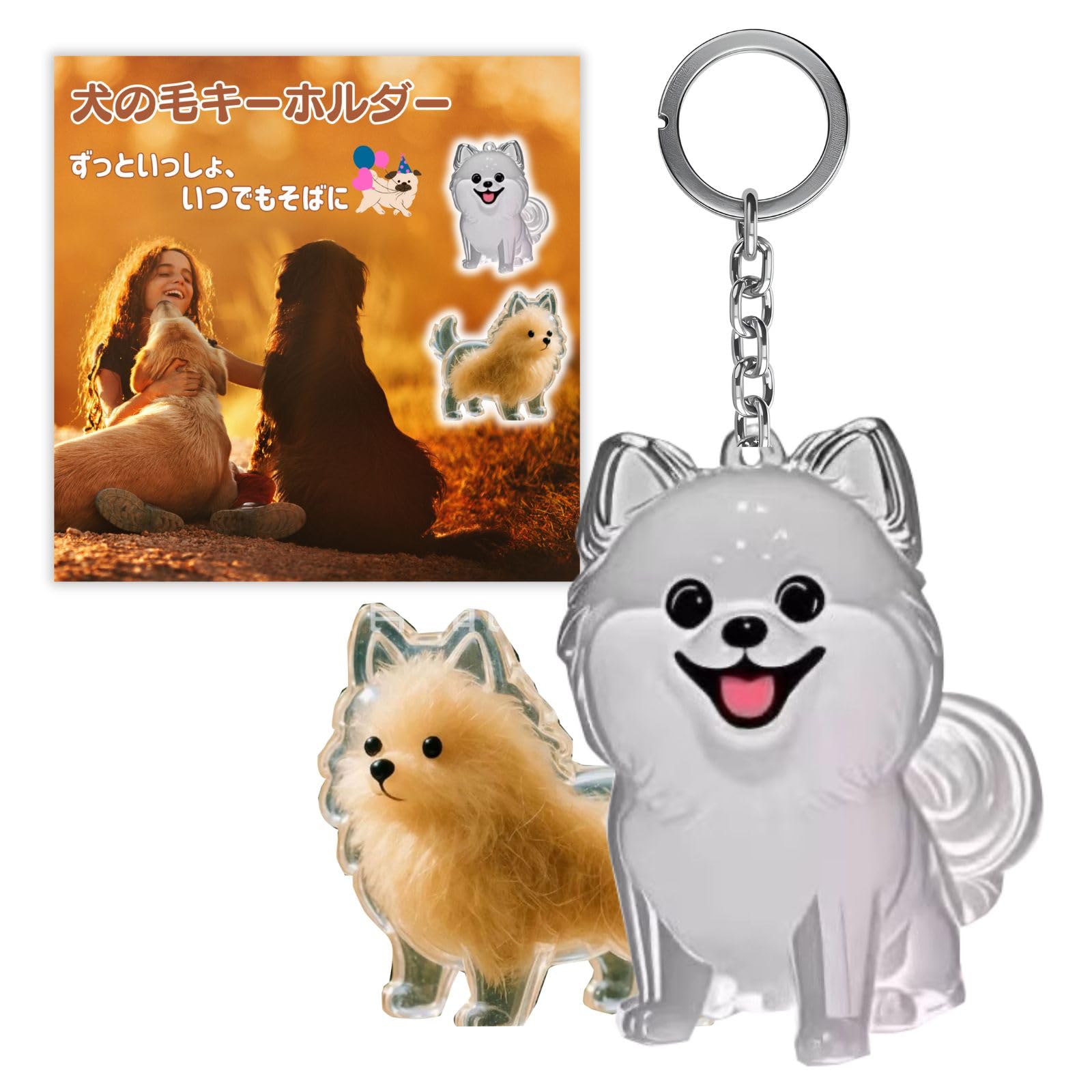 3588さんのおまとめ5点　ペーパーウエイト2点と親子犬飾り3点 Amazon | [三八商店] 犬の毛を入れるキーホルダー 【2個セット】 遺毛