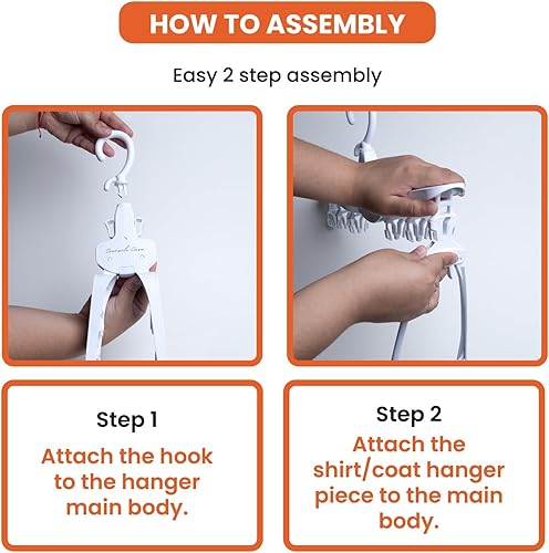Miniatura 8 de Percha plegable de 8 capas que ahorra espacio para ropa, organizador de armario pequeño, ahorra espacio en el armario con rotación de 360 y ganchos,