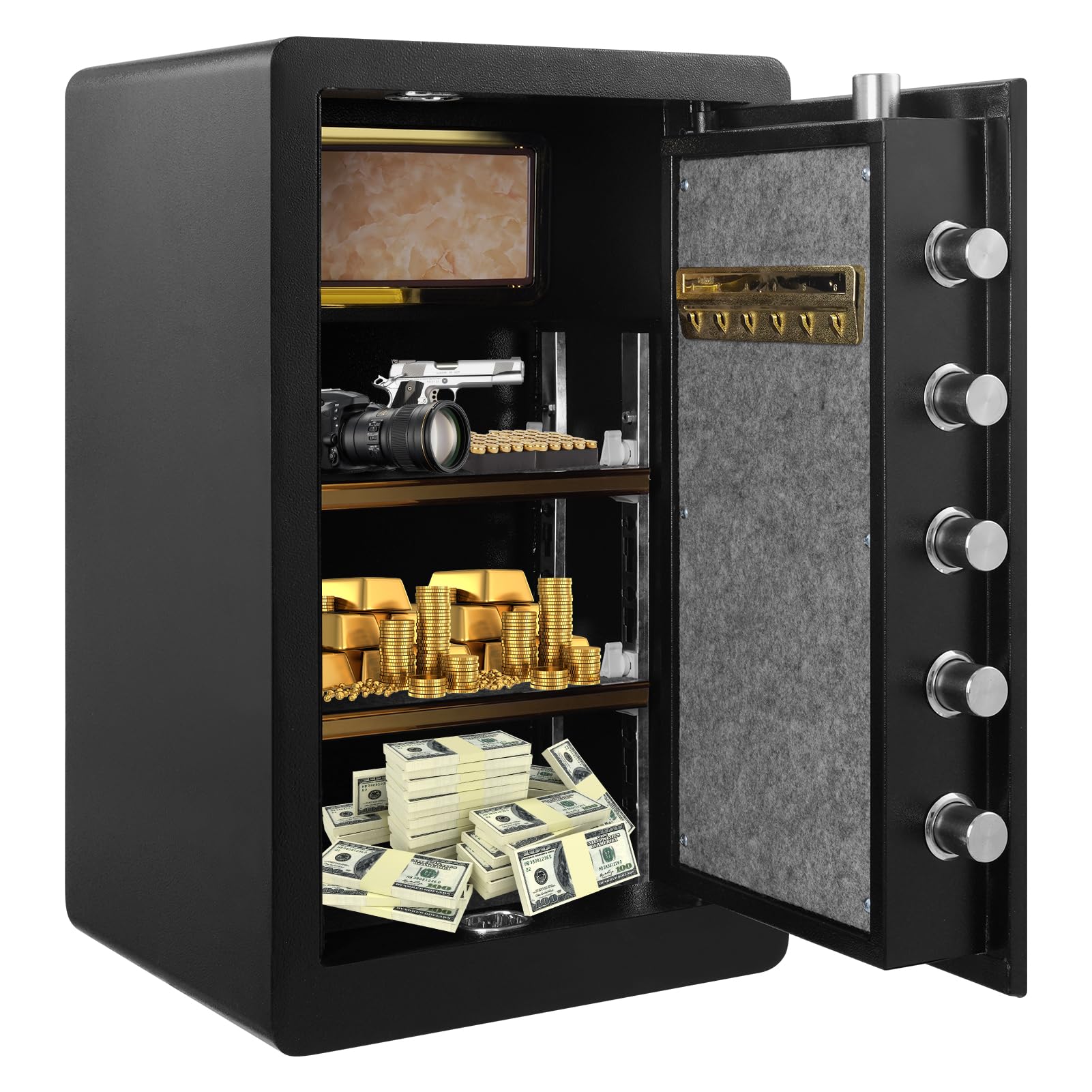 wowspeed 4.2 Cub Safe Box with Removable Shelf, Dual Anti-theft Alert System Fireproof Safe Box with Programmable Keypad, Spare Keys, Digital Money Safety Boxes for Documents Jewel Valuables