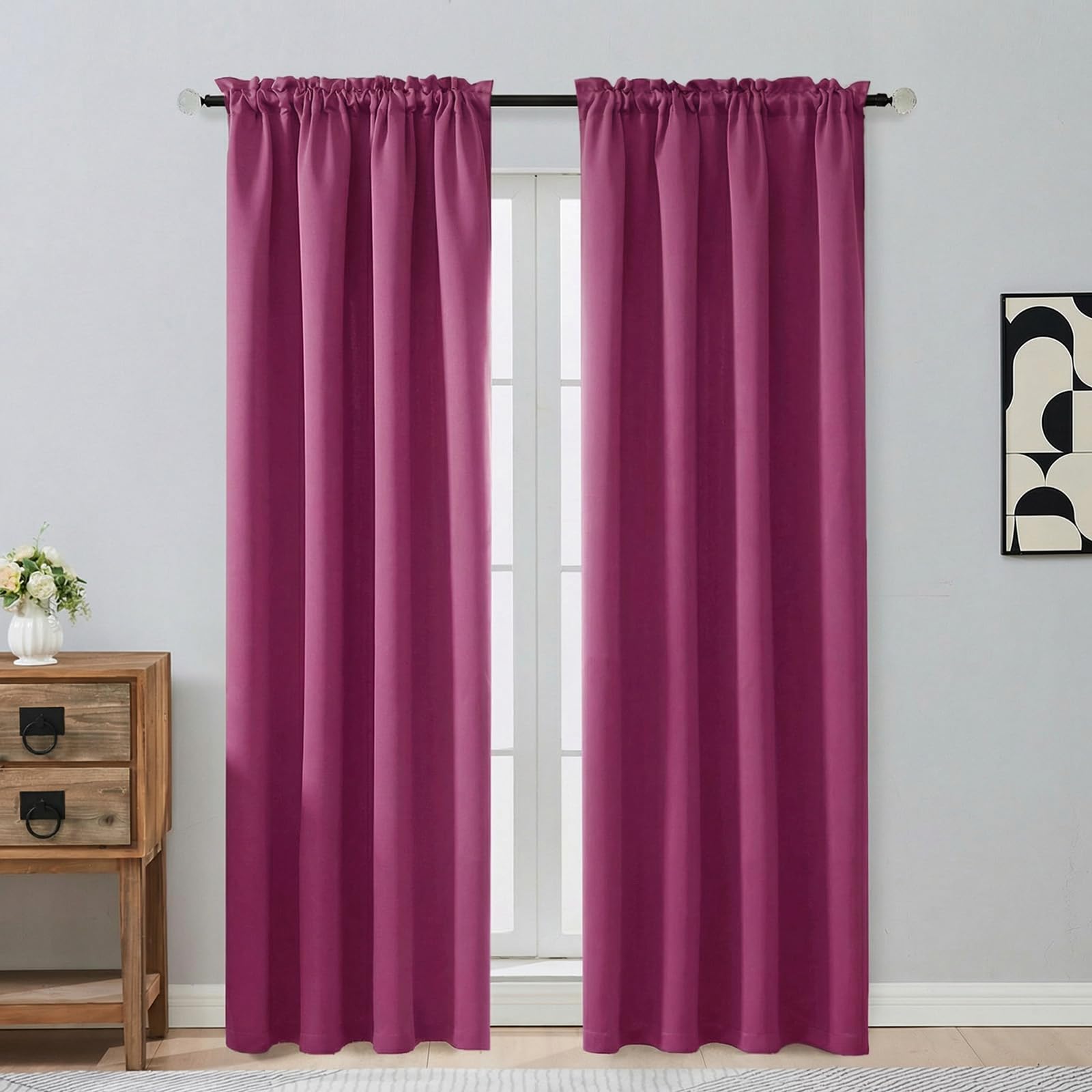 OVZME Hot Pink Blackout Curtains for Bedroom 84 Inch Length 2 Panels Set, Thermal Insulated Curtains for Living Room Nursery, Energy Saving Cortinas Blackout para Dormitorio, 2x40Wx84L