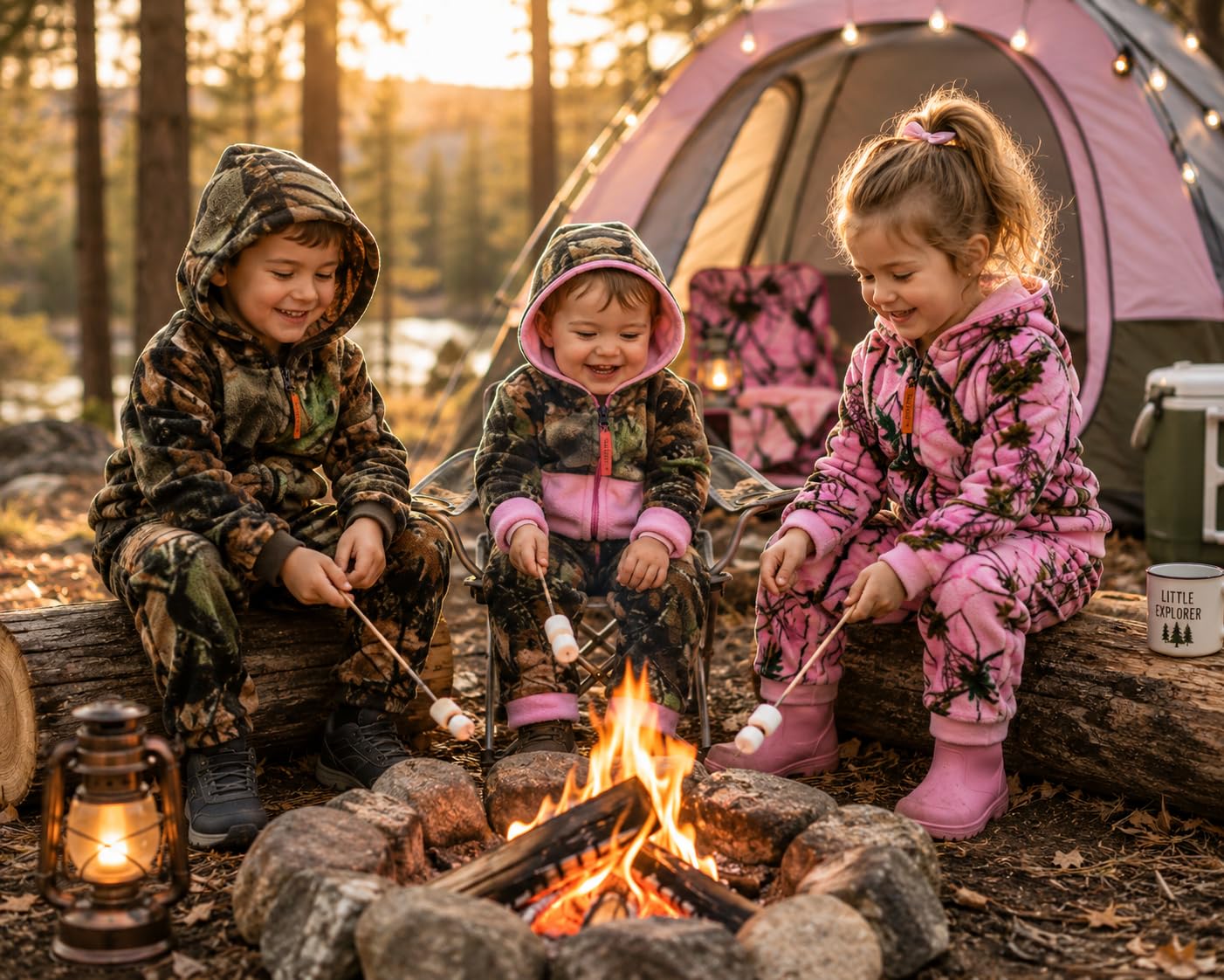 TrailCrest Kleinkind Blaze/Camo Fleece Hoodie & Hose 2-teiliges Outfit