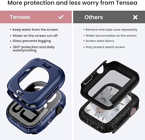 Vista 36 de Tensea - Funda protectora de pantalla impermeable para Apple Watch (2 en 1) para Apple Watch Serie SE 7, 5, 4, accesorios de 45 mm, iWatch protector