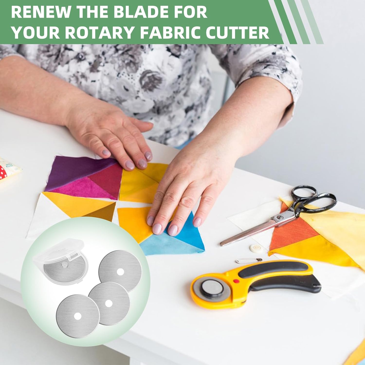 60mm Rotary Cutter Blades Replacement for Fiskars Paper Cutter Replacement Blades, Idea for Sewing, Arts and Crafts Cutting, Quilting Rotary Blades (3 Pieces)