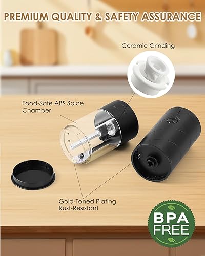 Miniatura 4 de Molinillo eléctrico de sal y pimienta, salero y pimentero automático, recargable por USB, molinillo de pimienta con grosor ajustable, luz LED,